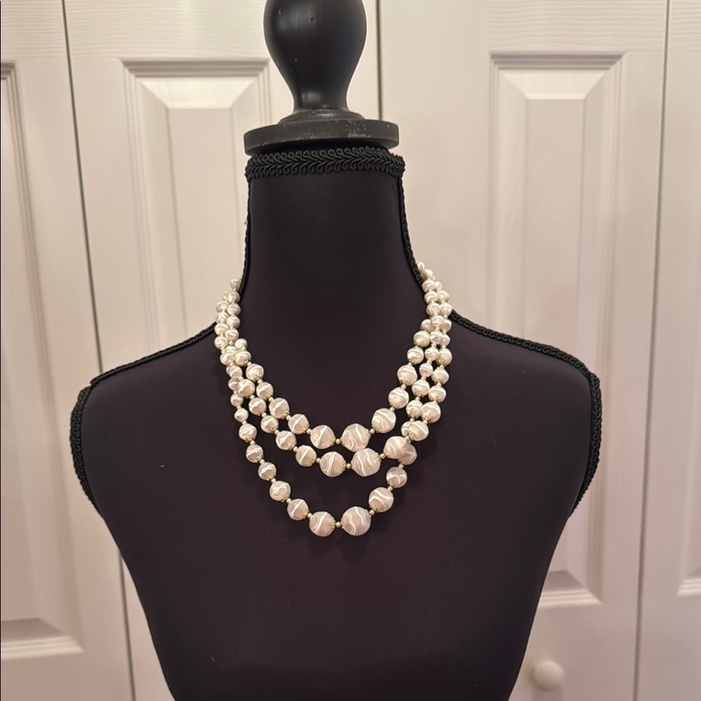 White Multi-Strand Pearl Necklace Elegant Jewelry